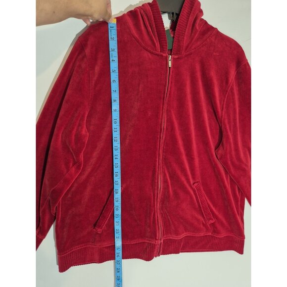 Lauren Ralph Lauren Women's Hoodie Size 2X Velour Full Zip Red (28) - Picture 3 of 9